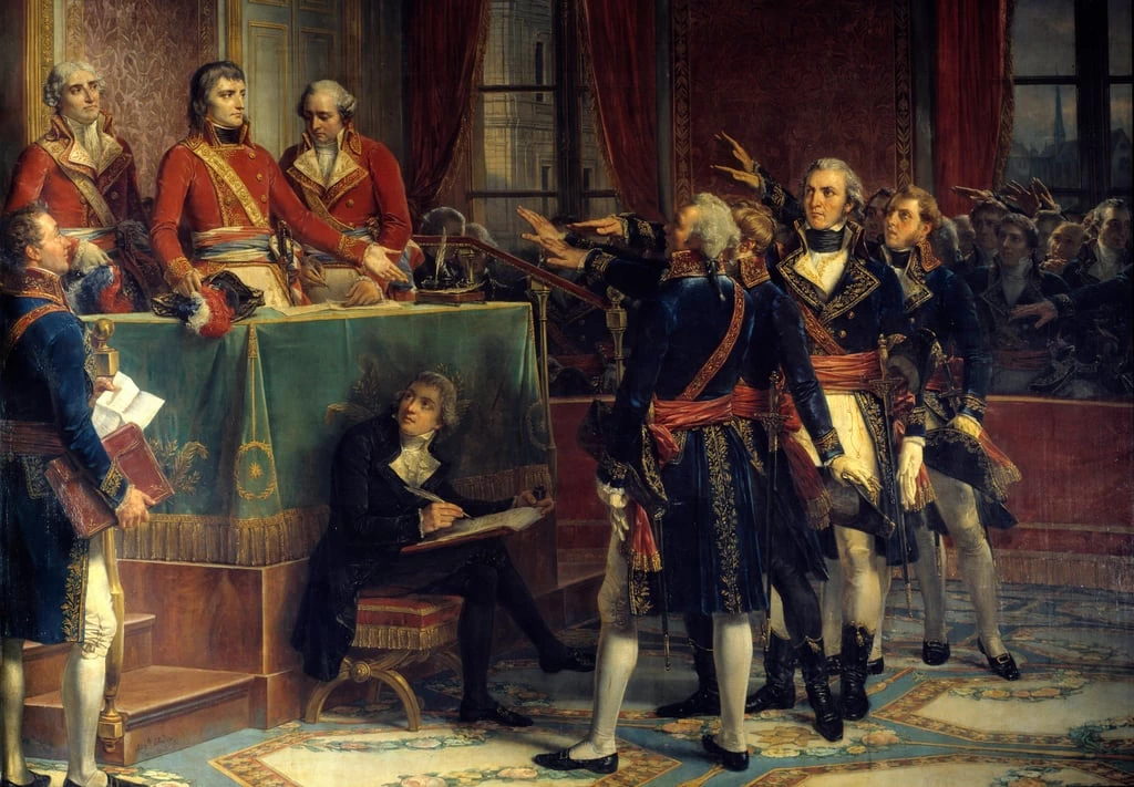 I tre consoli Bonaparte, Cambaceres e Lebrun ricevono i giuramenti dei presidenti - Musee et Domaine National de Versailles et de Trianon, Versailles, dettaglio